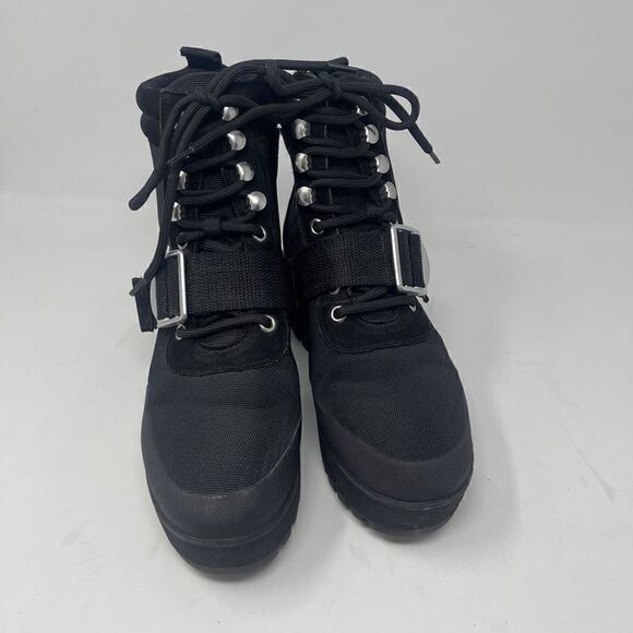 Steve Madden Women's Nayra Platform Lace Up Black Mult Booties Size 7 - Picture 1 of 7